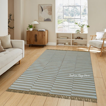 Hand Tufted Pale Stripped Area Rug