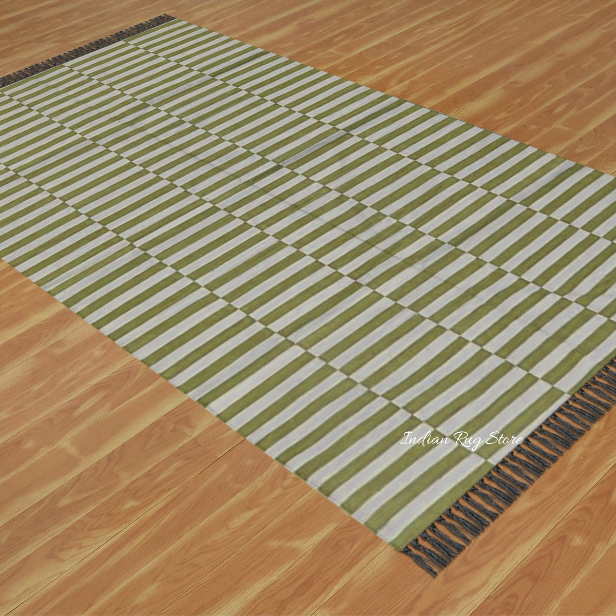 Hand Tufted Olive Stripped Area Rug