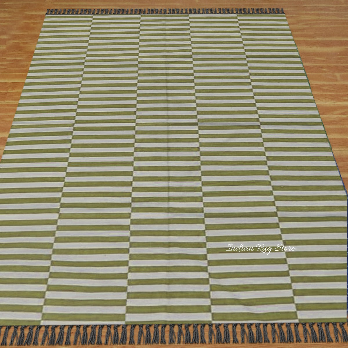 Hand Tufted Olive Stripped Area Rug