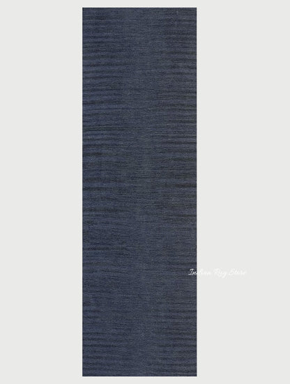 Natural Blue Hand Tufted Solid Bedroom Area Rug