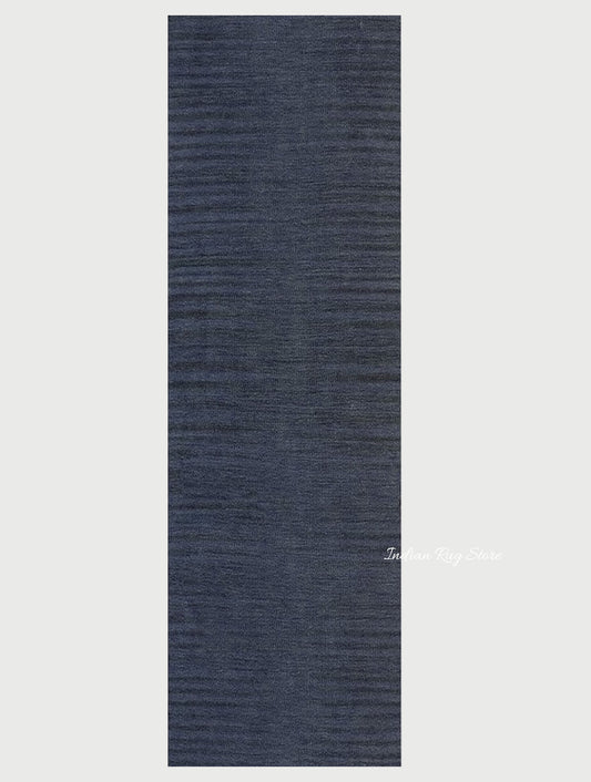 Natural Blue Hand Tufted Solid Bedroom Area Rug