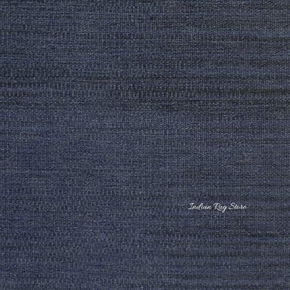 Natural Blue Hand Tufted Solid Bedroom Area Rug