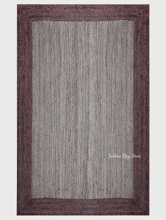 Hand Tufted Brown Bordered Hall Area Wool Rug