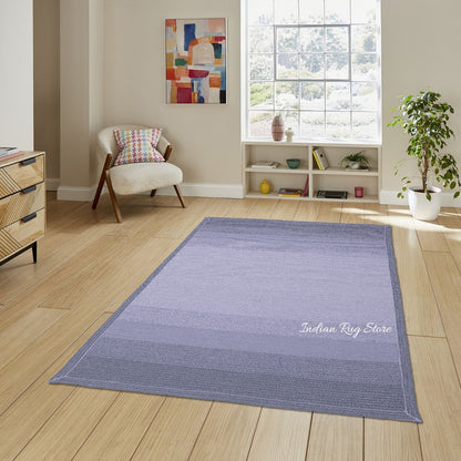 Blue Hand Tufted Solid Natural Plane Hall Area Rug