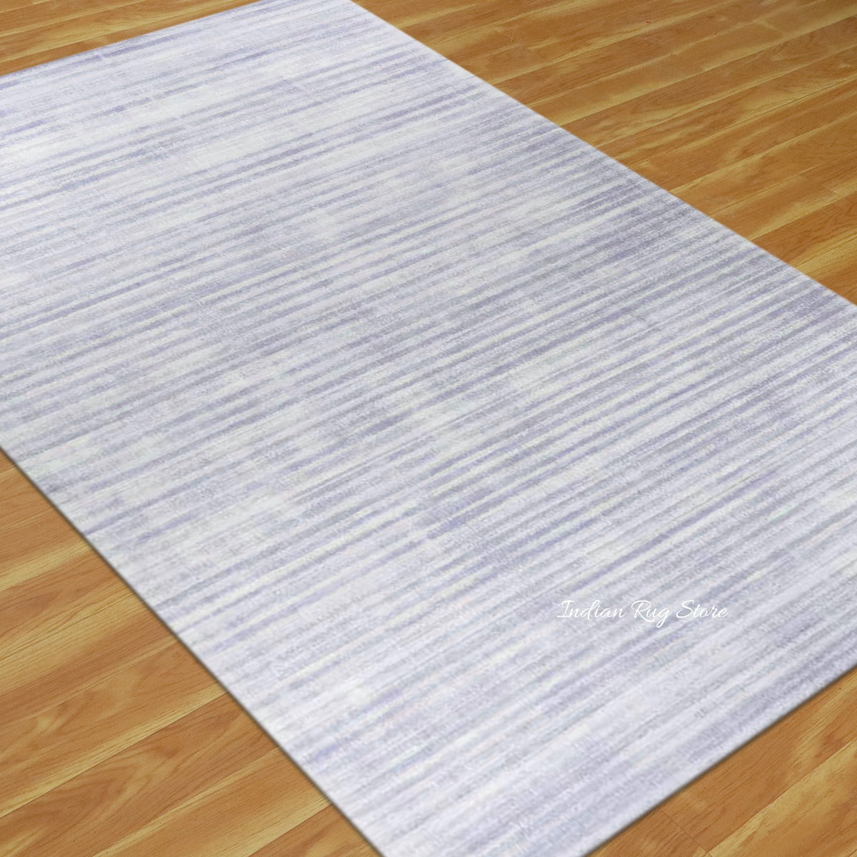 Handmade Blue and White Stripped Living Area Rug