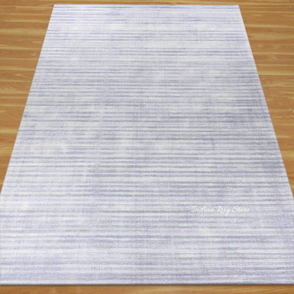 Handmade Blue and White Stripped Living Area Rug