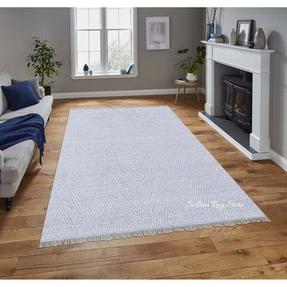 Hand Crafted Light Blue Indoor and Hall Area Rug