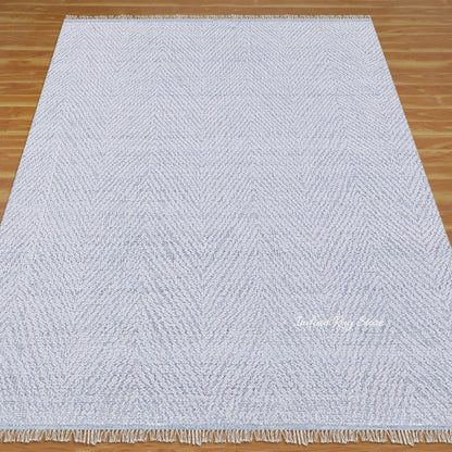 Hand Crafted Light Blue Indoor and Hall Area Rug