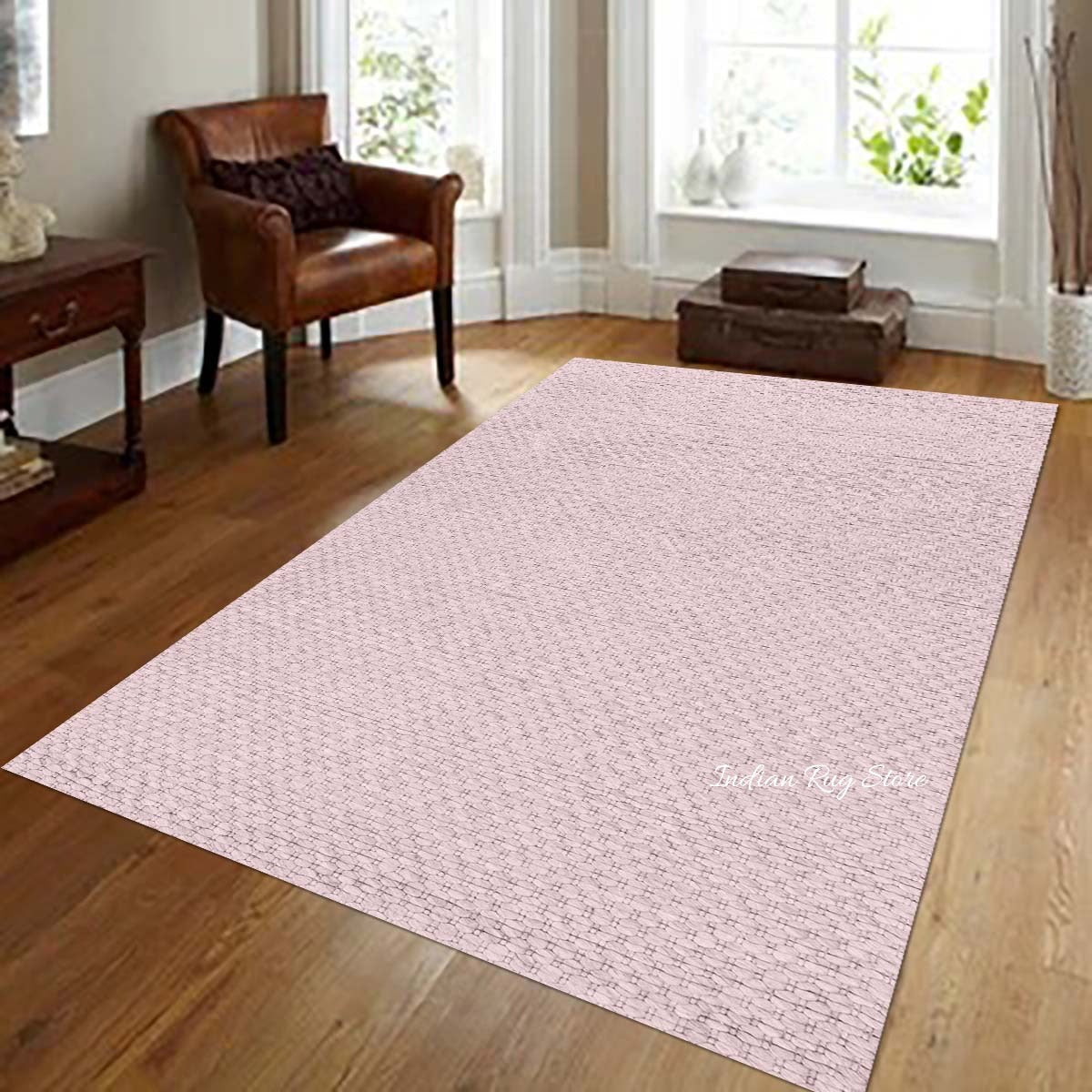 Hand Tufted Light Pink Entry Way Wool Rug