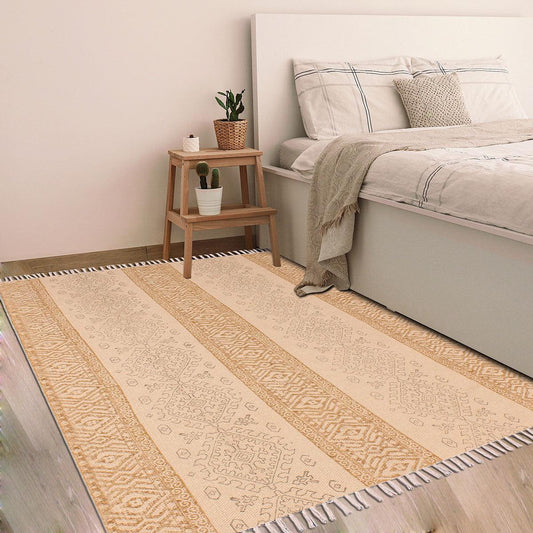 Decorazione per camera da letto geometrica con stampa a blocchi a mano beige marrone cotone Dhuree Decorazione per camera da letto geometrica con stampa a blocchi a mano beige marrone cotone Dhuree