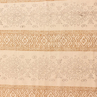 Brown Beige Hand Block Print Geometic Bedroom Decor Cotton Dhuree - Indian Rug Store