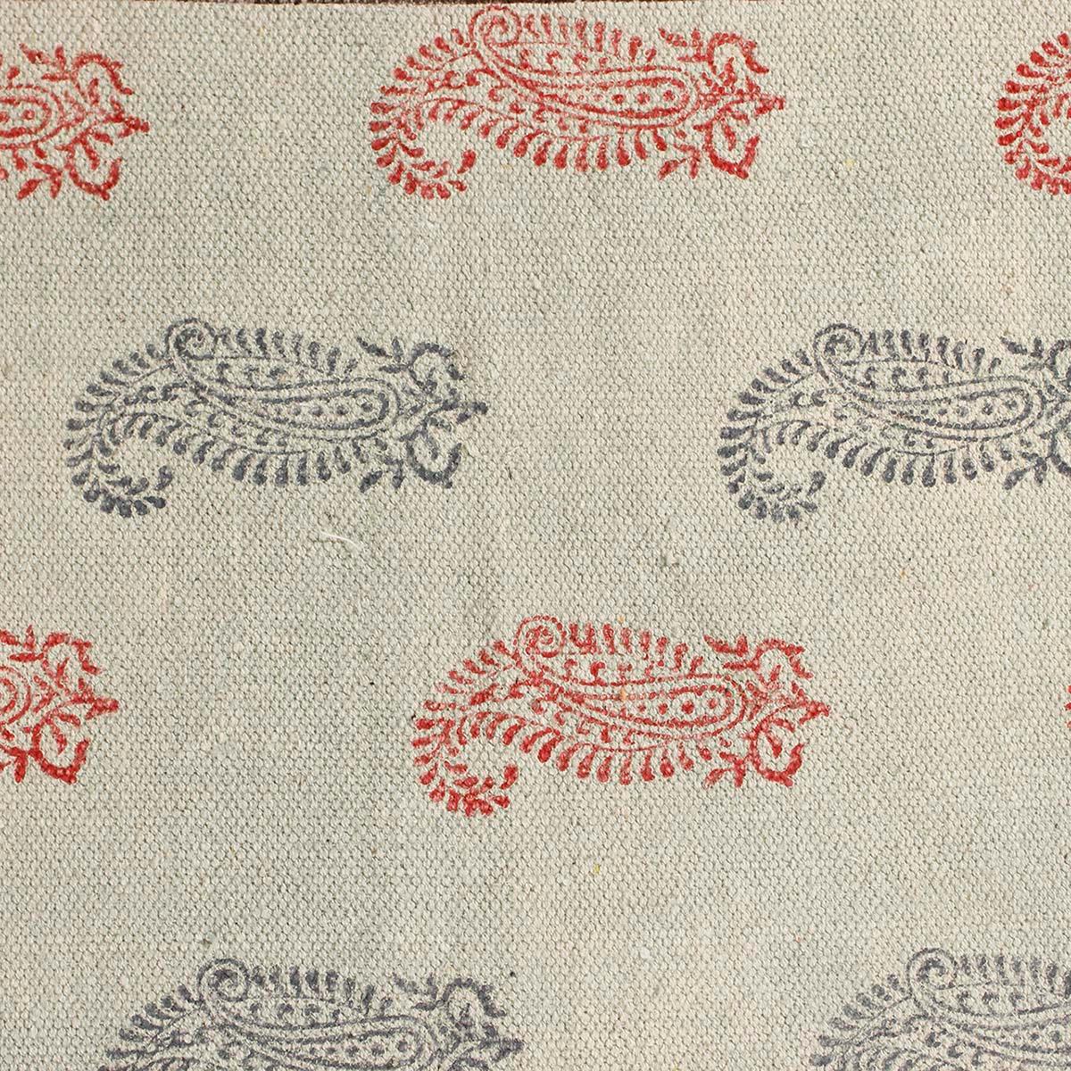 Red Blue Hand Block Print Bordered Bedroom Decor Cotton Dhuree - Indian Rug Store