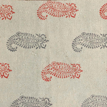 Red Blue Hand Block Print Bordered Bedroom Decor Cotton Dhuree - Indian Rug Store