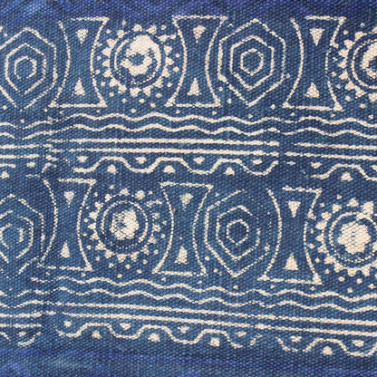 Blue Hand Block Print Geometric Bedroom Decor Cotton Dhuree - Indian Rug Store