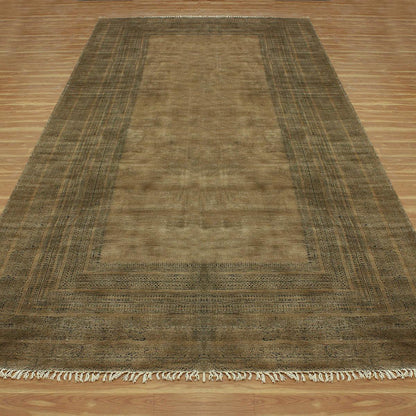 Abstract Hand Block Print Work Black Brown Cotton Rug - Indian Rug Store