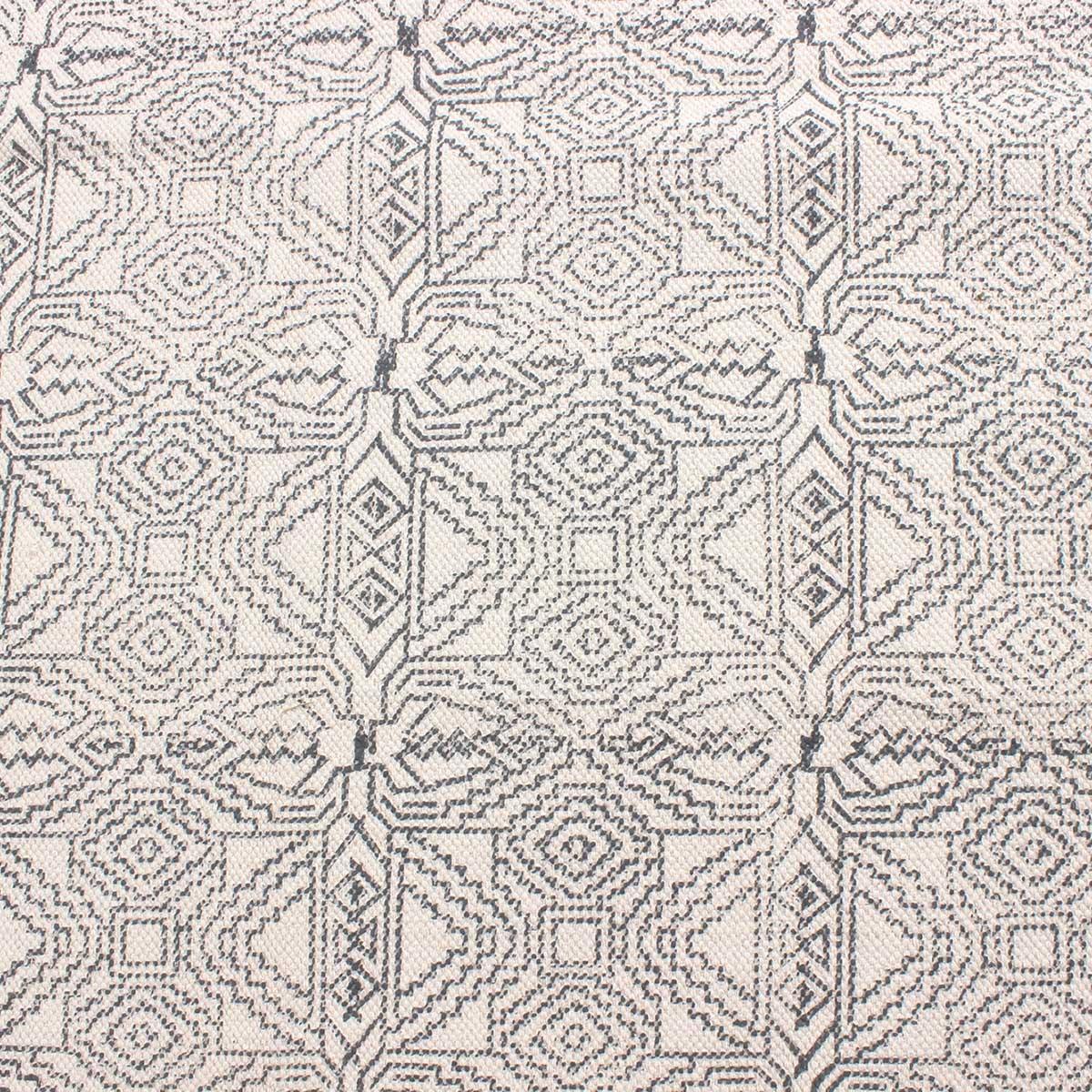 Geometric Hand Block Print Work Blue Black Home Decor Cotton Rug - Indian Rug Store