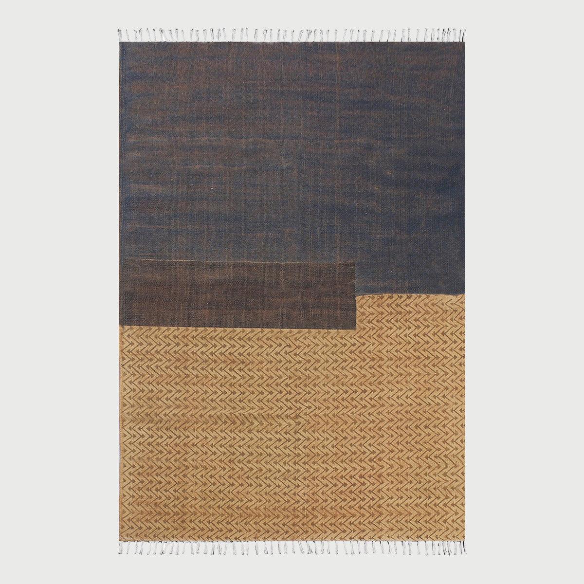 Blue Brown Hand tufted work Abstract Home Decor Cotton Rug - Indian Rug Store