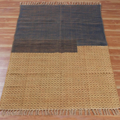 Blue Brown Hand tufted work Abstract Home Decor Cotton Rug - Indian Rug Store