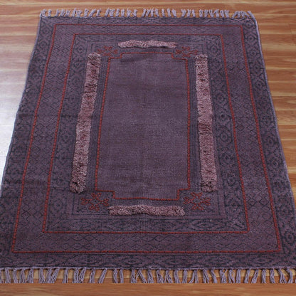 Abstract Hand Tufted Purple Hallway Cotton Dhuree - Indian Rug Store