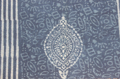 Hand Block Print Work Blue Geometric Trendy Cotton Rug