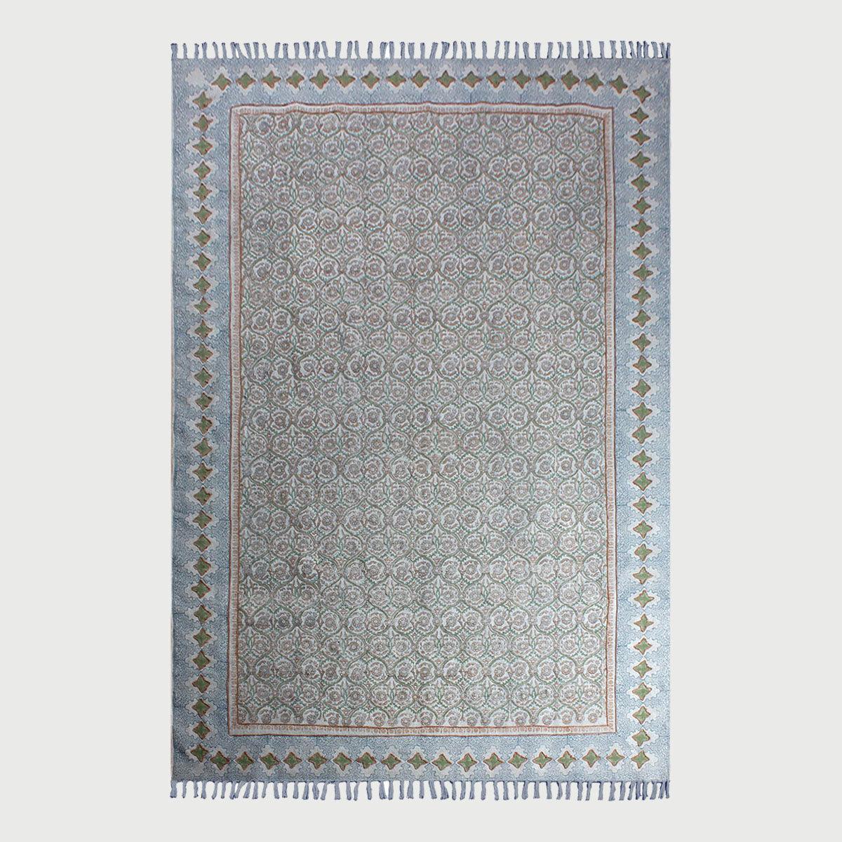 Brown Gray Embellishment Work Bordered Trendy Cotton Rug