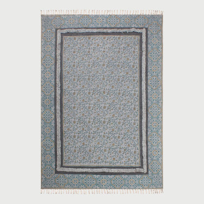 Gray Blue Hand Tufted Work Bordered interior Decor Cotton Rug