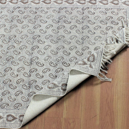 Gray Brown Hand Block Print Work Geometric Trendy Hallway Decor Cotton Rug