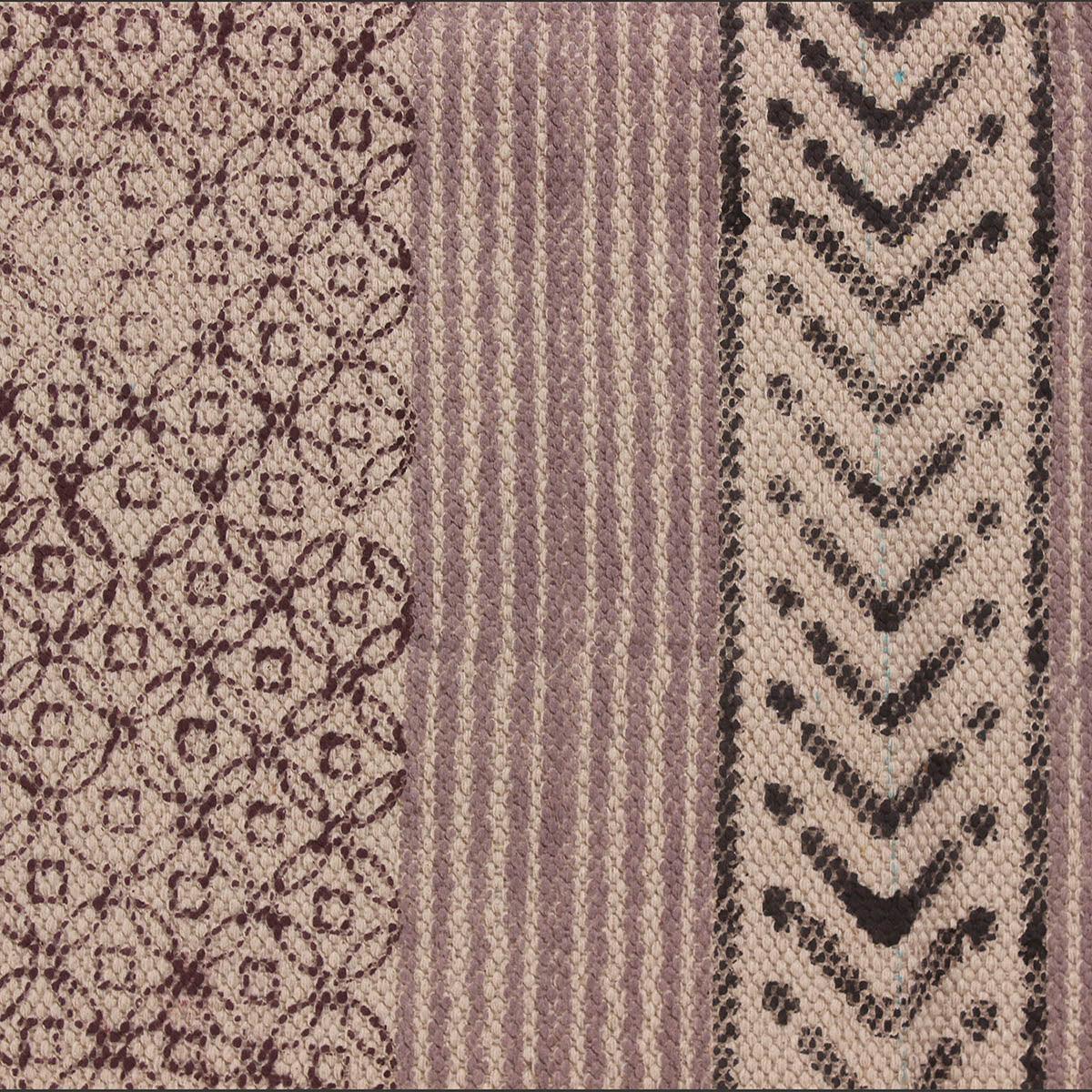 Hand Block Print Work Geometric Trendy Living Area Pink Brown Cotton Rug