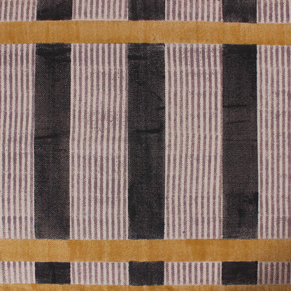 Hand Block Print Work Striped Trendy Yellow Black Living Area Cotton Rug