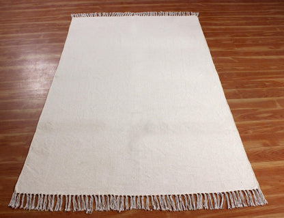 Plain Abstract Beige Farmhouse Decor Cotton Rug