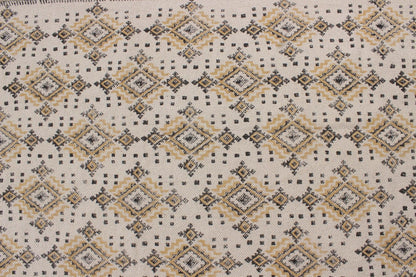 Oriental Hand Block Print Brown Beige Classic Entrance Decor Cotton Rug