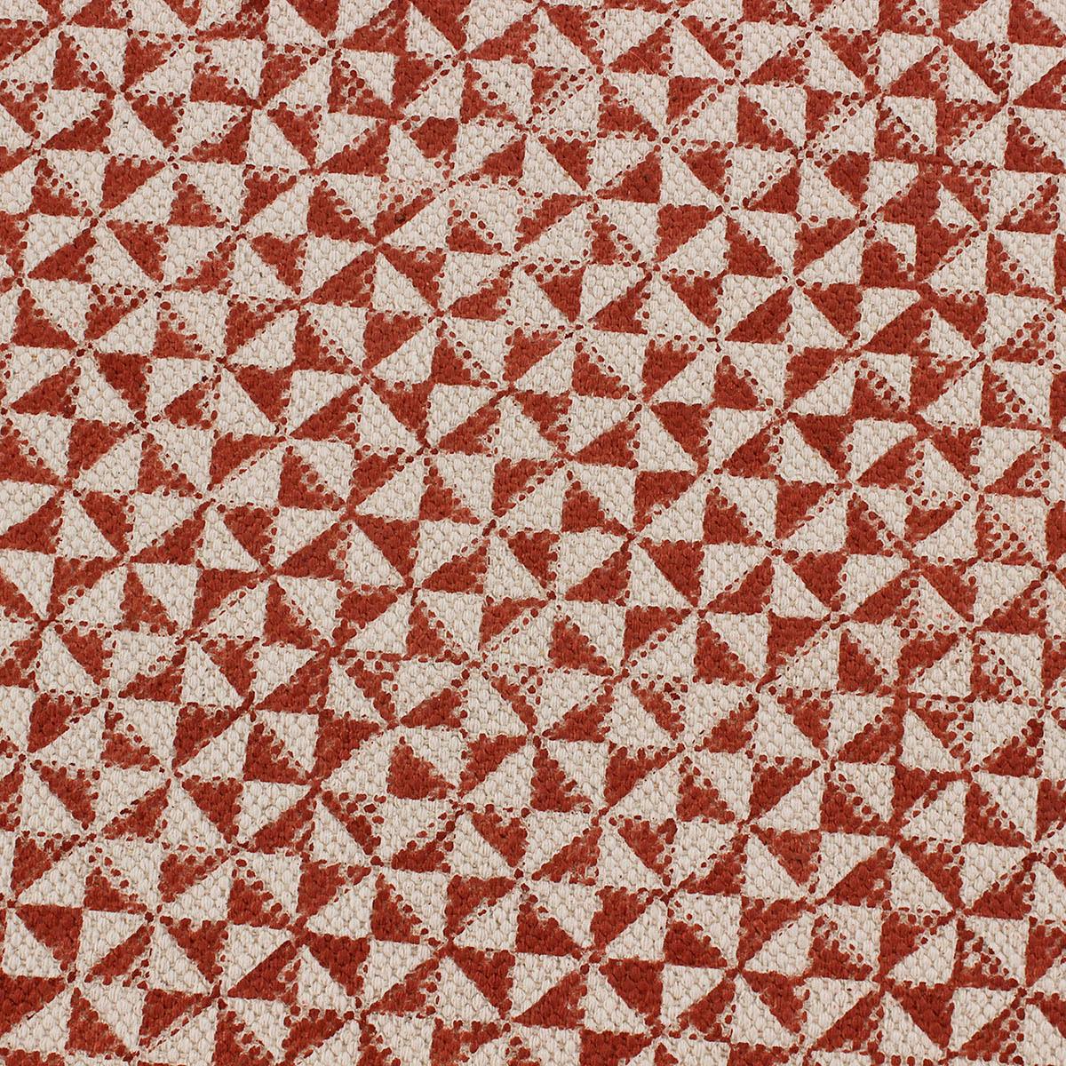 Bordered Hand block Print Work Red Beige Cotton Rug - Indian Rug Store