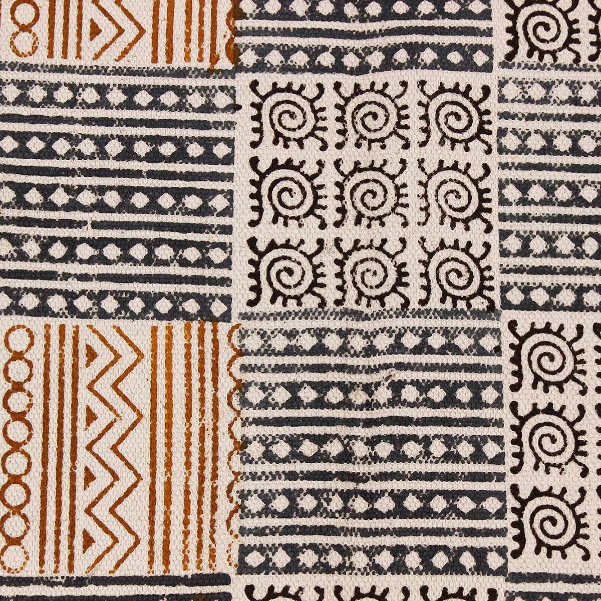 Brown Black Hand Block Print Work Abstract Farmhouse Cotton Rug - Indian Rug Store