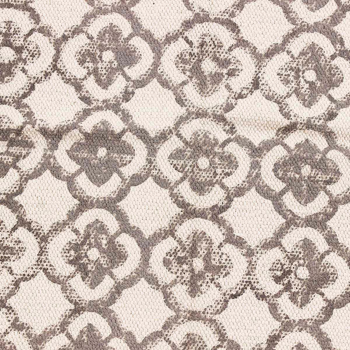 Gray Beige Hand Block Print Work Bordered Hallway Cotton Rug - Indian Rug Store