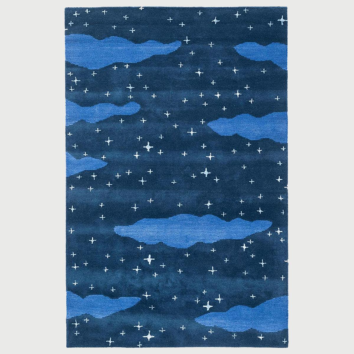 Hand Tufted Wool Blue Modren Kids Play Area Rug - Indian Rug Store