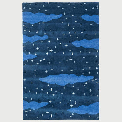 Hand Tufted Wool Blue Modren Kids Play Area Rug - Indian Rug Store