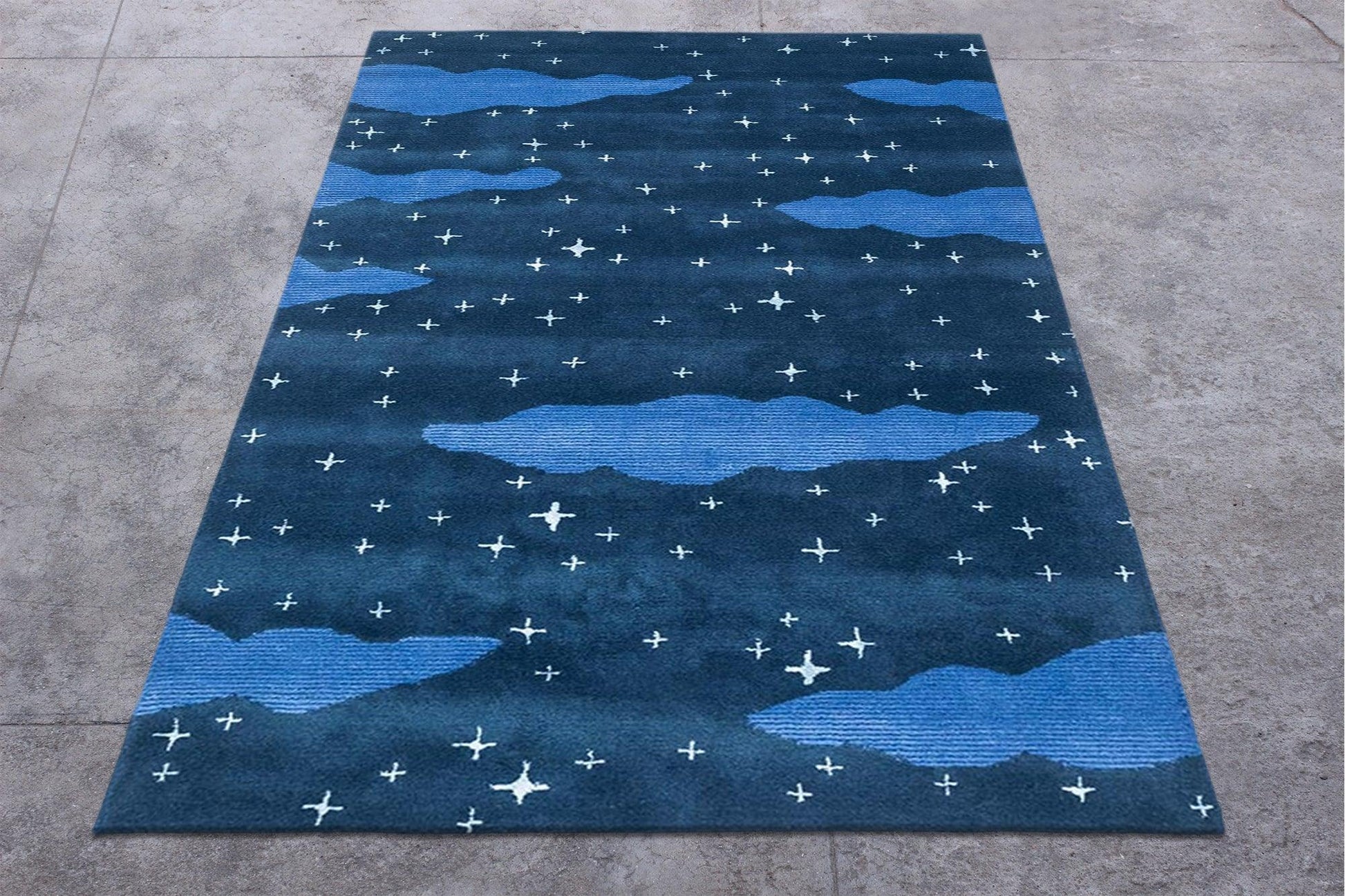 Hand Tufted Wool Blue Modren Kids Play Area Rug - Indian Rug Store