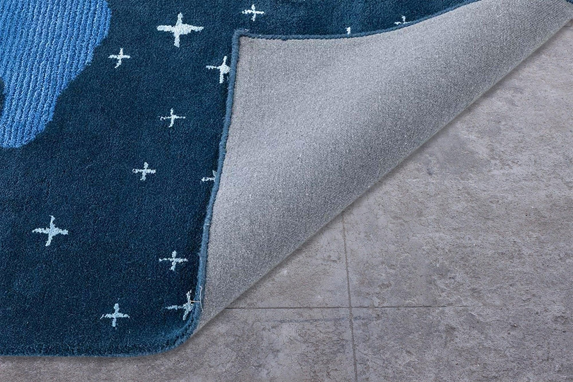 Hand Tufted Wool Blue Modren Kids Play Area Rug - Indian Rug Store