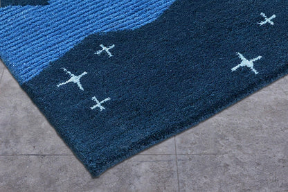 Hand Tufted Wool Blue Modren Kids Play Area Rug - Indian Rug Store