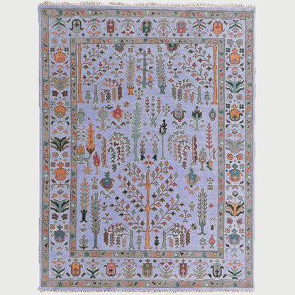 Hand Knotted Multicolor Bordered Farmhouse Area Rug - Indian Rug Store