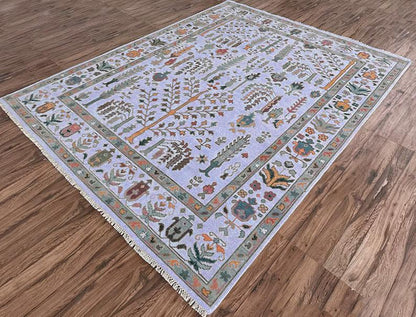 Hand Knotted Multicolor Bordered Farmhouse Area Rug - Indian Rug Store