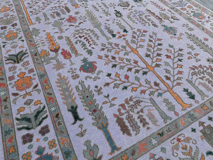 Hand Knotted Multicolor Bordered Farmhouse Area Rug - Indian Rug Store