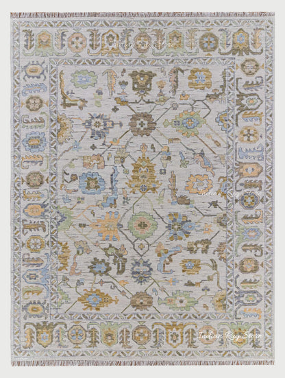 Brown Hall room Oushak Wool Rug