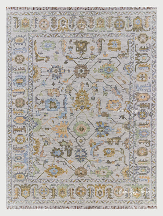 Brown Hall room Oushak Wool Rug