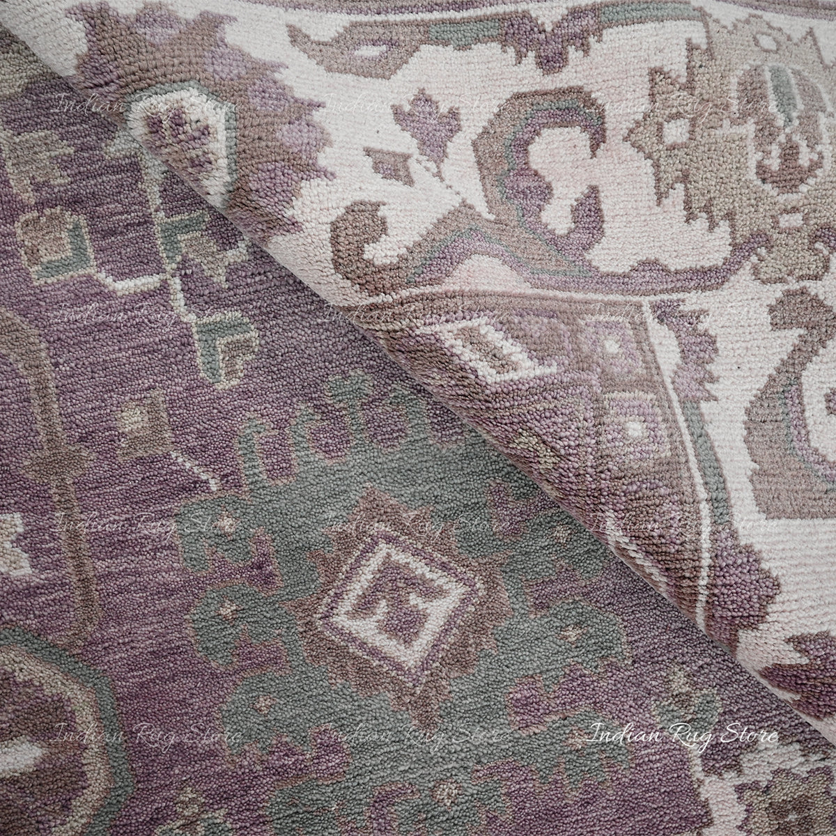 The close-up of this Oushak rug