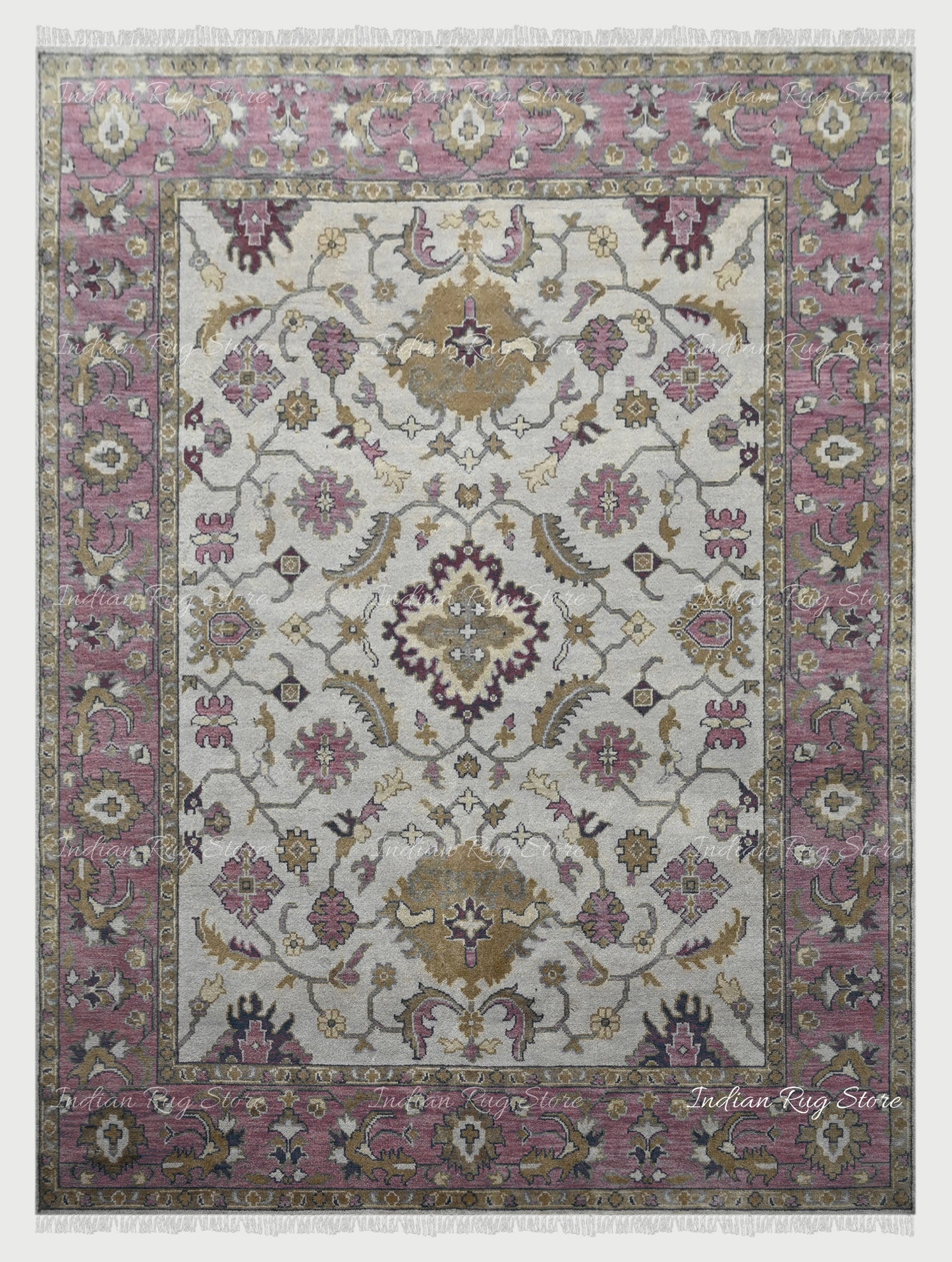 Light Pink Handmade Rug For Hall Area