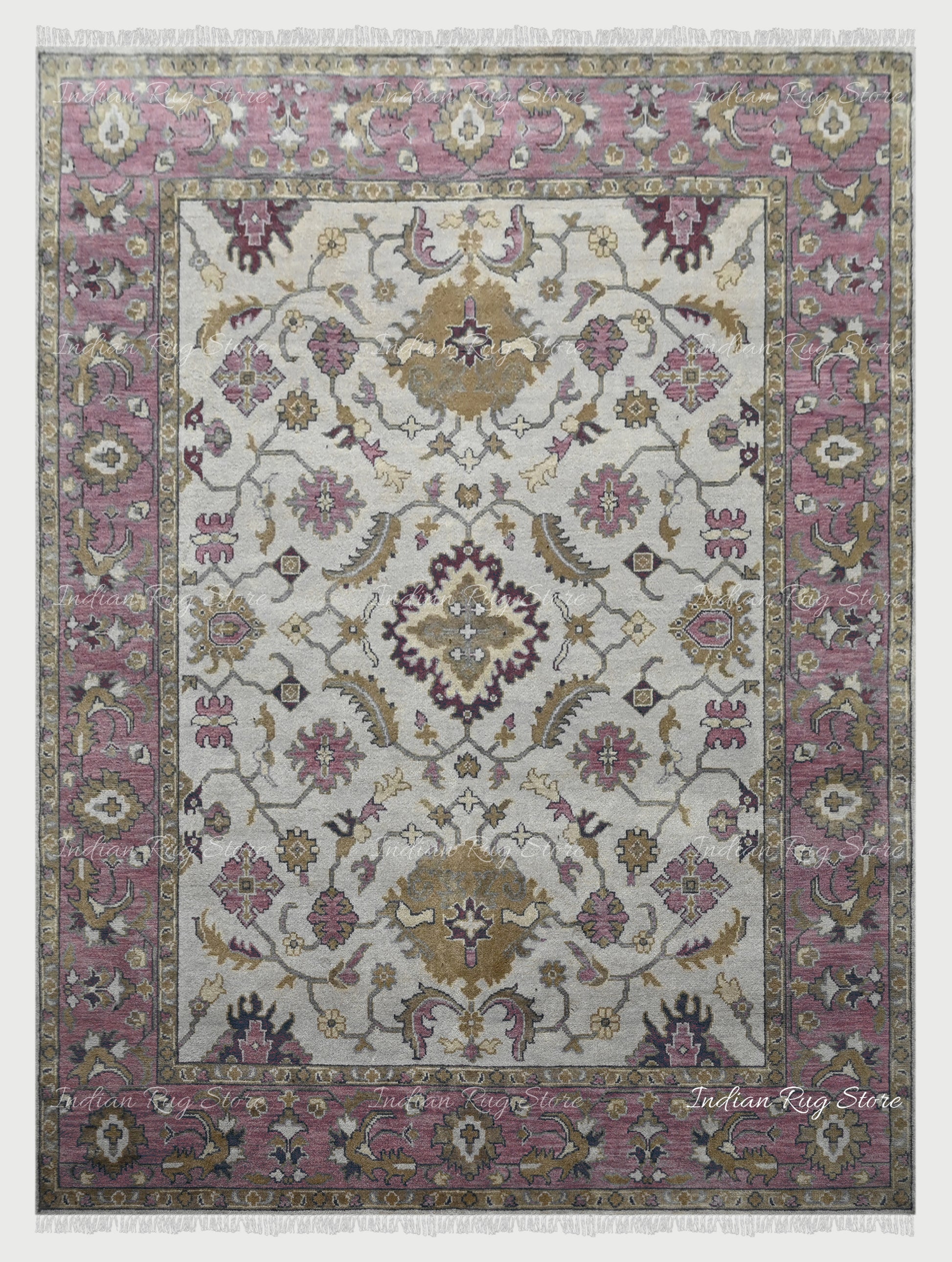 Light Pink Handmade Rug For Hall Area