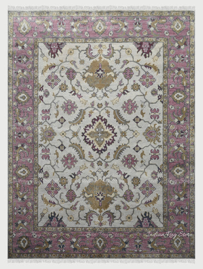 Light Pink Handmade Rug For Hall Area