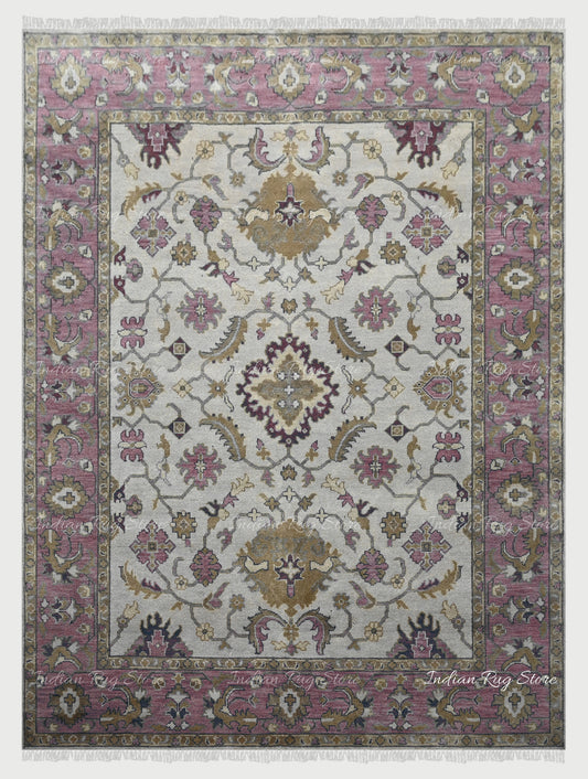 Light Pink Handmade Rug For Hall Area