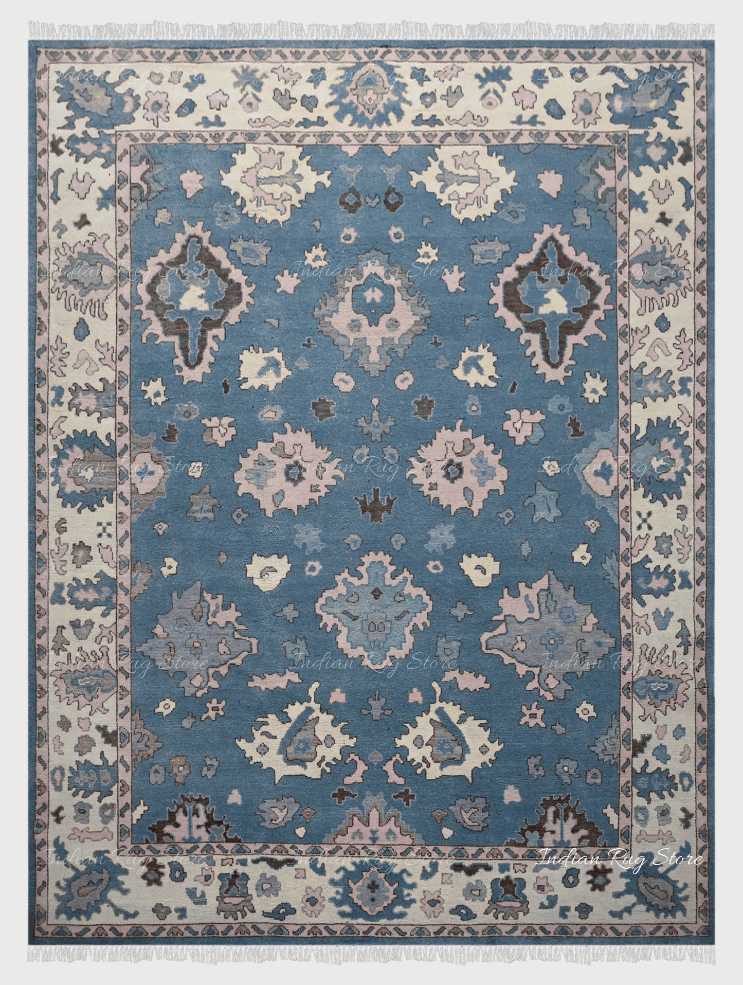 Blue Hand Knotted Area Rug For Home Decor